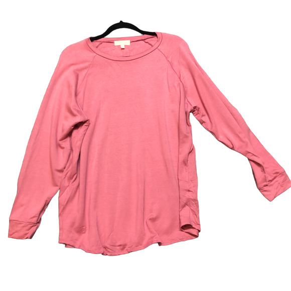 Perfect Peach Long Sleeve Pullover Crew Neck Sweatshirt Pink Women's Size 1X - Picture 1 of 9